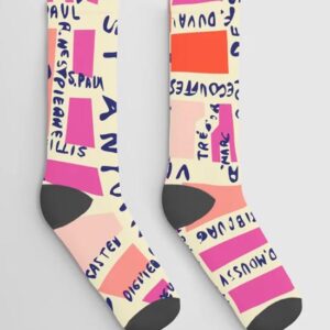 Soft Trendy Stretchy Paris Map Pink Socks