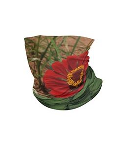 White Zinnia, Red Zinnia Neck Gaiter