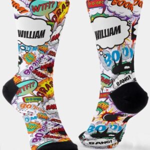 Fun & Unique Personalized Name Comic Book Socks