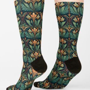 Fleur And Leaves A-Plenty Fashion Socks