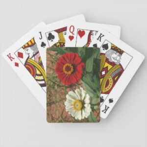 White Zinnia and Red Zinnia Classic Playing Cards